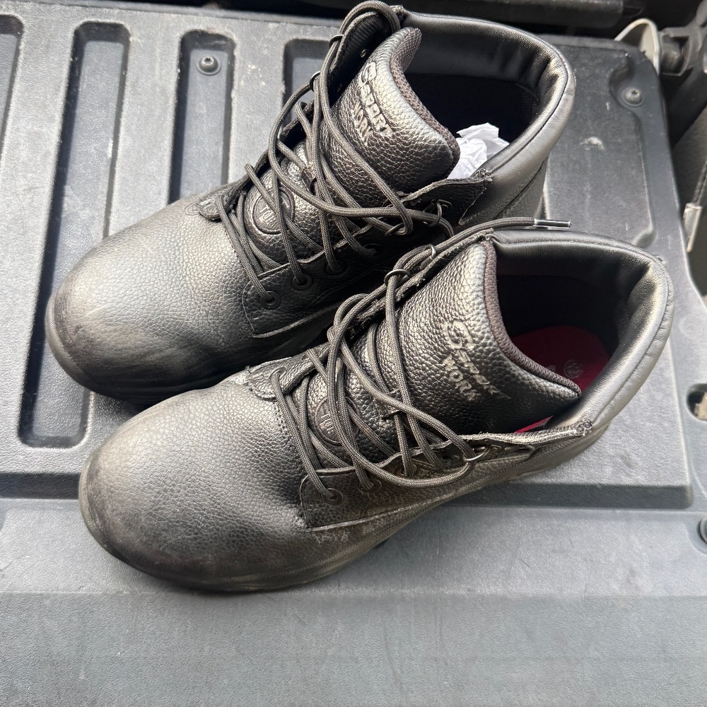 S Sport By Skechers ELTON BLACK LEATHER Men's Steel Toe Leather Work Boots 12